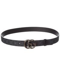Gucci - Gg Marmont Thin Gg Supreme Canvas & Leather Belt - Lyst
