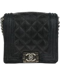 Chanel Dark Navy Quilted Calfskin Small Gentle Square Boy Flap Bag - Multicolour