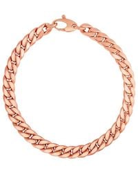 Italian Gold - 14k Italian Rose Gold Cuban Chain Bracelet - Lyst