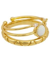 Ettika - 18K Plated Opal Set Of 3 Rings - Lyst