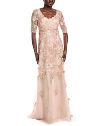 Teri Jon - Beaded Floral Gown - Lyst