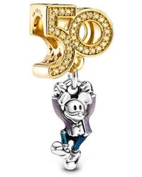 PANDORA - Disney 14k Plated & Silver Cz Disney Parks Mickey 50 Year Anniversary Charm - Lyst