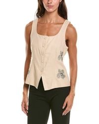 NVLT - Embroidered Linen-Blend Top - Lyst