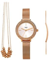 Burgi - Burgi Stainless Steel Watch, Bracelet, & Necklace Set - Lyst