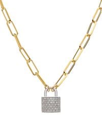 Meshmerise - 18k Over Silver 0.25 Ct. Tw. Diamond Padlock Necklace - Lyst