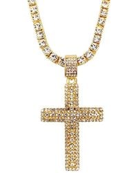 Stephen Oliver - 18k Plated Cz Embellished Cross Necklace - Lyst