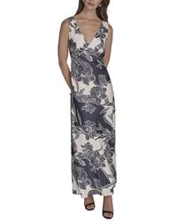 Halston - Sleeveless V-Neck Midi Dress - Lyst