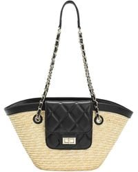 Tiffany & Fred Paris - Quilted Straw Tote With Chain - Lyst