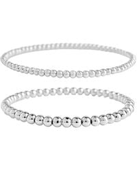 Sterling Forever - Rhodium-plated Brass Beaded Stretch Bracelet - Lyst