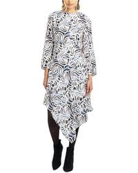Natori - Asymmetrical Drape Vent Sleeve Silk-blend Dress - Lyst