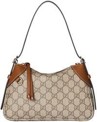 Gucci - Emblem Small Gg Supreme Canvas & Leather Shoulder Bag - Lyst