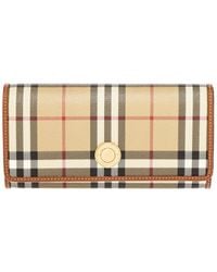 Burberry - Long Canvas & Leather Wallet - Lyst