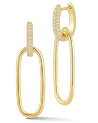 Sphera Milano - 14k Over Silver Cz Link Drop Earrings - Lyst