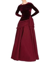 Marchesa - Stretch Velvet Long Sleeve Gown - Lyst