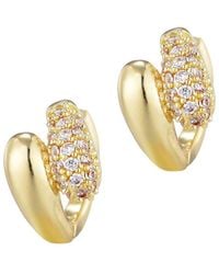 Adornia - 14K Plated Cz Double Band Hoop Huggie Earrings - Lyst