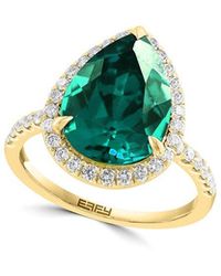 Effy Fine Jewelry - 14K 6.48 Ct. Tw. Lab-Grown Diamond & Lab-Grown Emerald Ring - Lyst