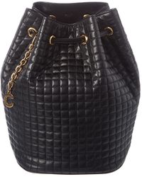 Céline Small C Charm Leather Bucket Backpack - Black