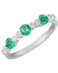 Bony Levy - El Mar 18K 0.68 Ct. Tw. Diamond & 5 Emerald Stackable Ring - Lyst
