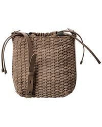 Brunello Cucinelli - Woven Suede Bucket Bag - Lyst