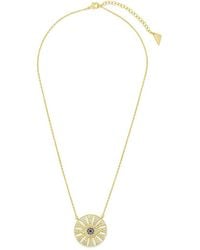 Sterling Forever - 14k Plated Cz Evil Eye & Petal Pendant Necklace - Lyst