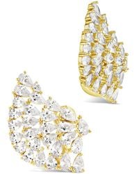 Sterling Forever - Cz Miranda Fan Stud Earrings - Lyst