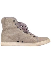 Lanvin - Leather Textured High-Top Sneaker (Authentic Pre-Loved) - Lyst