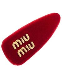 Miu Miu - Logo Velvet Hair Clip - Lyst