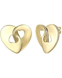Rachel Glauber - 14k Plated Cz Heart Studs - Lyst