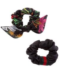 Gucci - Set Of 2 Gg Logo Silk Scrunchie - Lyst