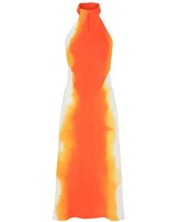 Ferragamo - Abstract-Print Halter Neck Dress - Lyst