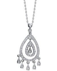 Genevive Jewelry - Silver Cz Classic Pendant - Lyst