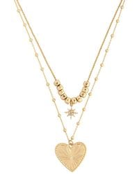 Saachi - 14K Layered Heart Charm Necklace - Lyst