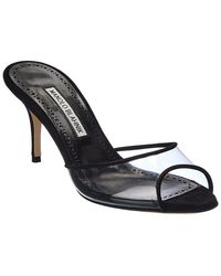 Manolo Blahnik - Jadifa 70 Vinyl & Suede Sandal - Lyst
