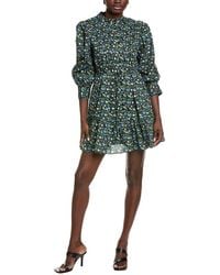 English Factory - Floral Print Pintuck Smocked Mini Dress - Lyst