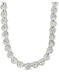 Sterling Forever - 14k Plated Cz Helene Bezel Tennis Necklace - Lyst