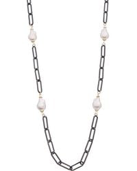 Juvell - 18K Plated Pearl Link Necklace - Lyst