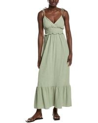 Marion - Beaded Linen-Blend Strap Ruffled Dress - Lyst