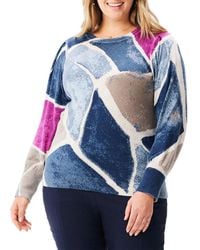NIC+ZOE - Nic+zoe Plus Printed Tiles Femme Sleeve Sweater - Lyst