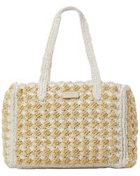 Kate Spade - High Tide Striped Crochet Raffia Medium Tote - Lyst