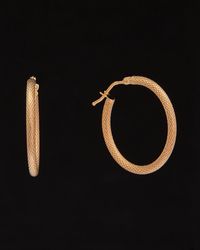 Italian Gold - 14k Italian Rose Gold Textured Hoops - Lyst