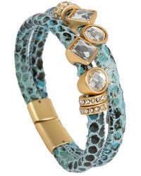 Saachi - Bling Charm Leather Bracelet - Lyst