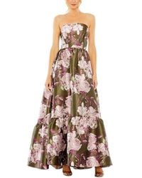Mac Duggal - Strapless Bottom Ruffle Floral Gown - Lyst