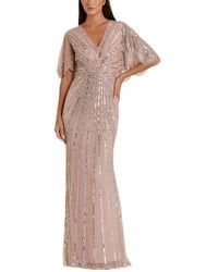 Mac Duggal - Sequined V Neck Cape Sleeve Gown - Lyst