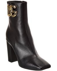 Dolce & Gabbana - Dg Logo Leather Bootie - Lyst