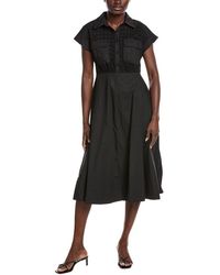 Gracia - Eyelet Bodice Tie Waist Midi Dress - Lyst
