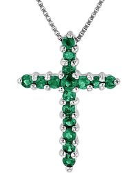 Diana M. Jewels - Fine Jewelry 14k 0.32 Ct. Tw. Emerald Cross Pendant Necklace - Lyst
