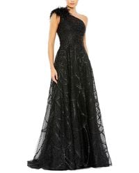 Mac Duggal - Embellished One-Shoulder A-Line Gown With Feather Accent - Lyst