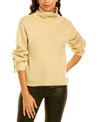 Vince Button Cuff Turtleneck Wool & Cashmere-blend Sweater - Yellow