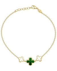 Italian Gold - 14K Malachite Station Chain Clover Bracelet - Lyst