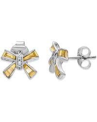 Samuel B. - 18K & 0.11 Ct. Tw. Topaz Ribbon Shape Earrings - Lyst